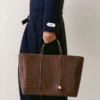 Bolso shopper horizontal Marino Bolso tote de piel suave Bolso shopper horizontal Marino Bolso tote de piel suave