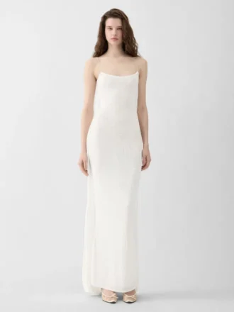 El vestido de punto Plumetis Vestido drapeado transparente