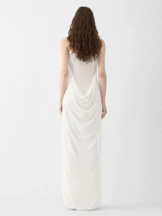 El vestido de punto Plumetis Vestido drapeado transparente