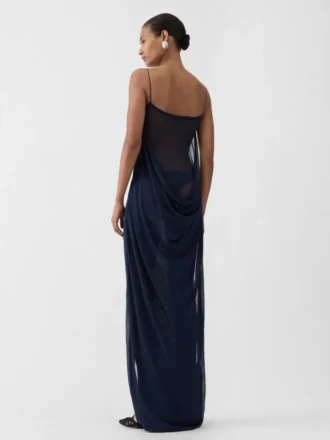 El vestido de punto Plumetis Vestido drapeado transparente