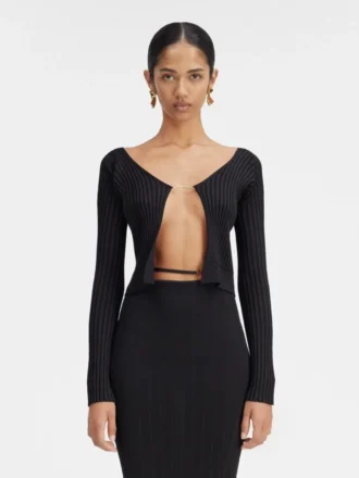 La maille Pralù larga Cárdigan sin costuras con logotipo charm