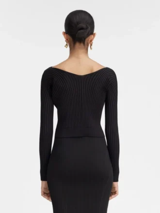La maille Pralù larga Cárdigan sin costuras con logotipo charm