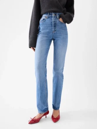 Los pantalones rectos de denim de Nîmes Vaqueros de pierna recta