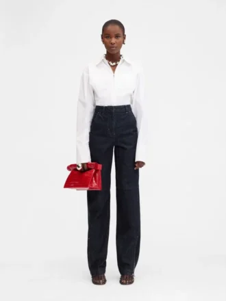 Pantalones cargo de denim de-Nîmes. Vaqueros cargo acampanados.