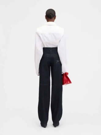 Pantalones cargo de denim de-Nîmes. Vaqueros cargo acampanados.